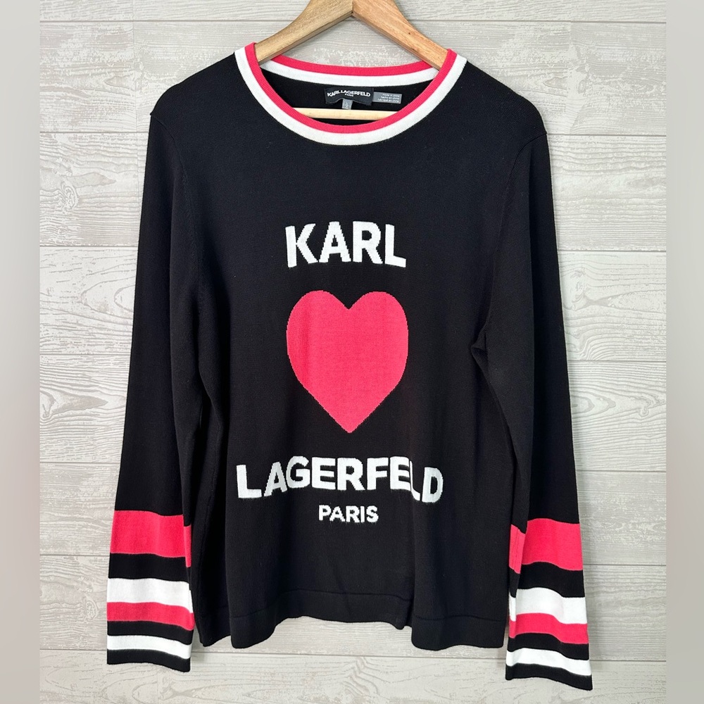 Karl Lagerfeld Heart Sweater Top L